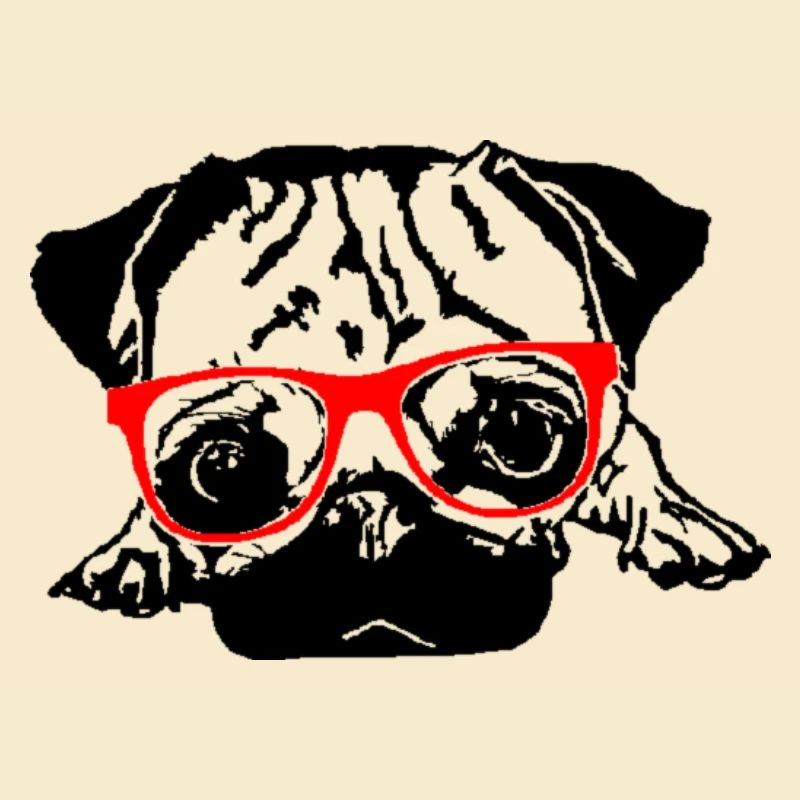 Mops rote Brille