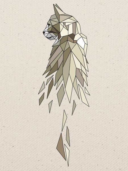 Katze braun beige Polygon