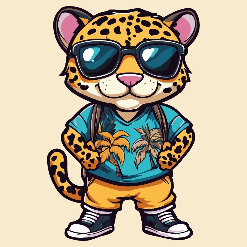 Leopard Comic Urlaub