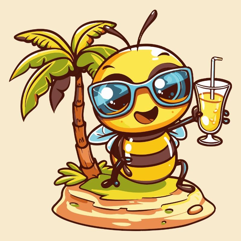 Biene Sommer Strand Comic