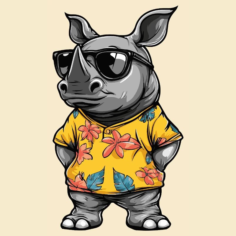 Nashorn Comic Urlaub
