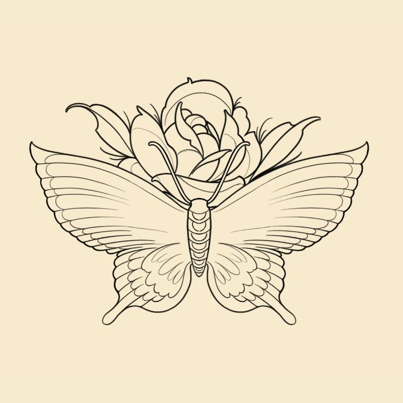 Schmetterling mit Rose