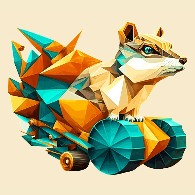 3D cone with wheels pixel art in polygon look