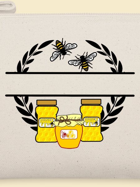 Bienenbanner mit Honiggläsern