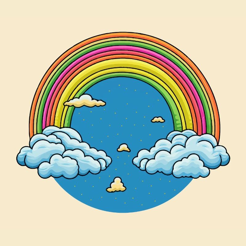 Regenbogenwolken und Sterne
