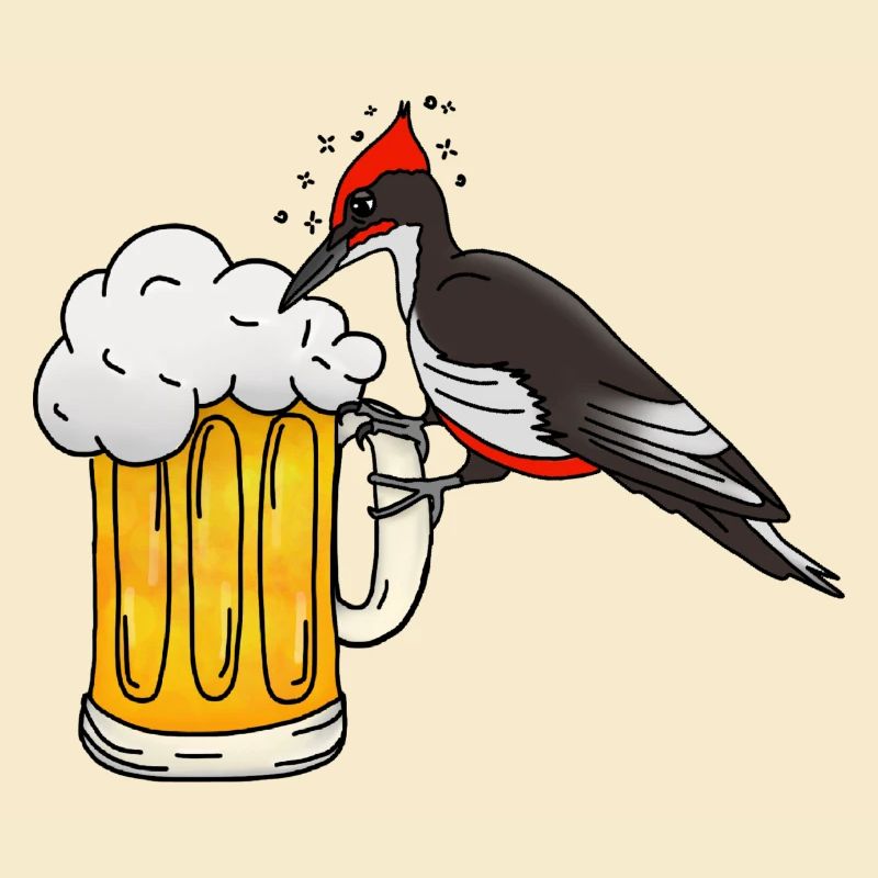 Specht mit Bierkrug 
