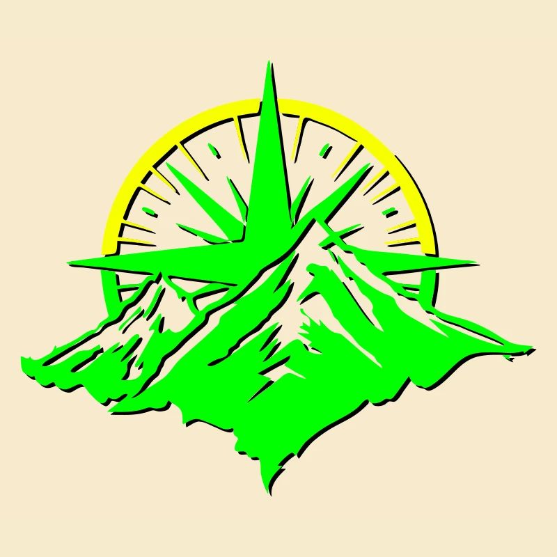 Compass With Mountain Silhouette