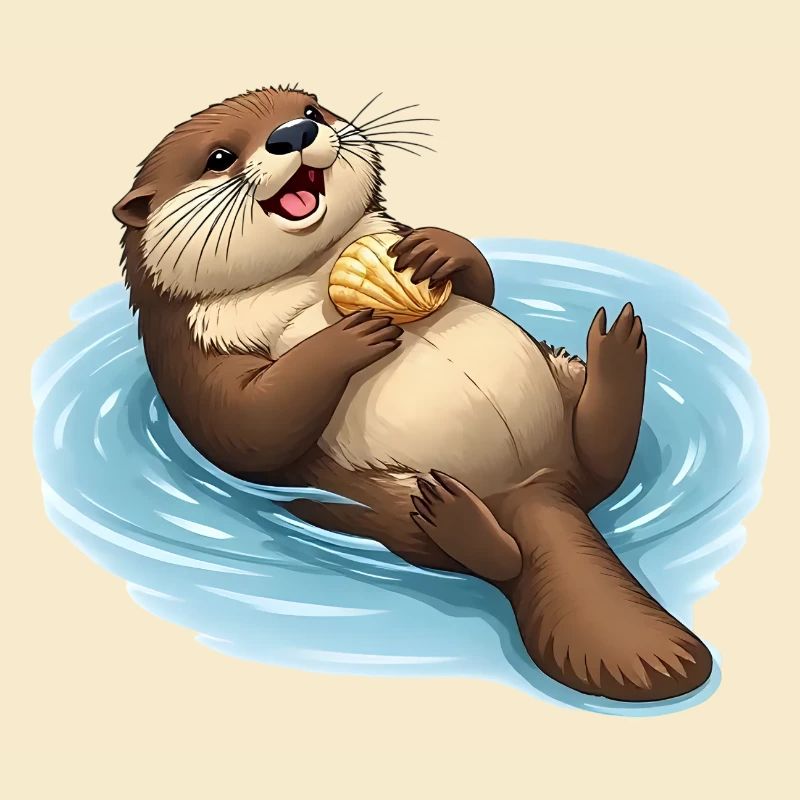 Relaxter Biber mit Muschel