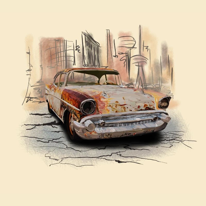 Rostiger Oldtimer Stadt Szene