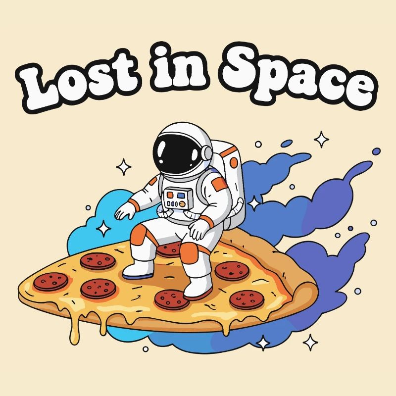 Astronaut on pizza in space