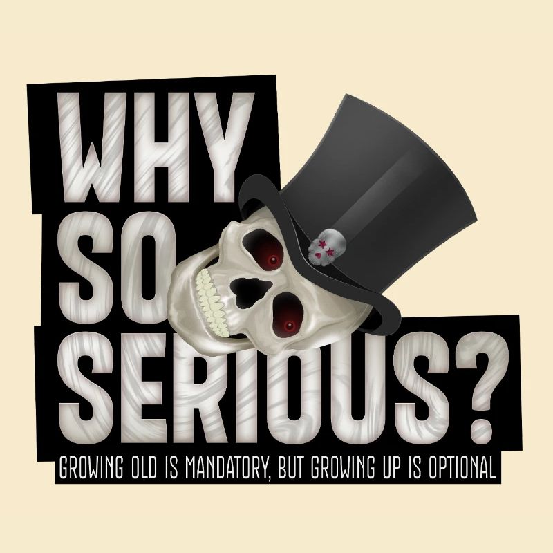 Pourquoi si sérieux ? – Conception d’humour de crâne avec chapeau haut de forme
