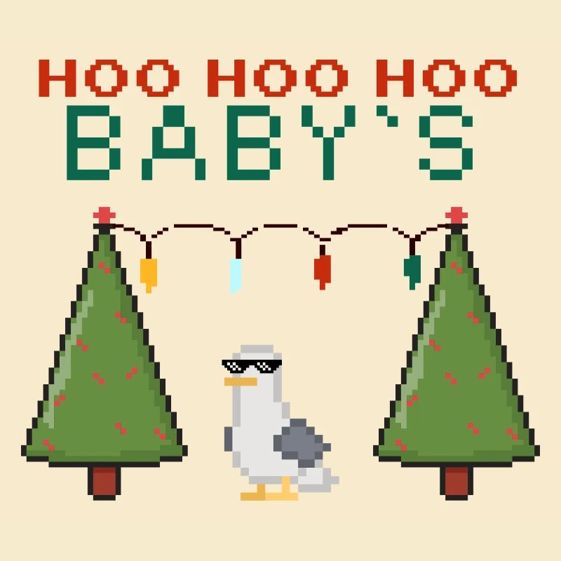 Pixel-Weihnachtsvogel mit Lichterketten