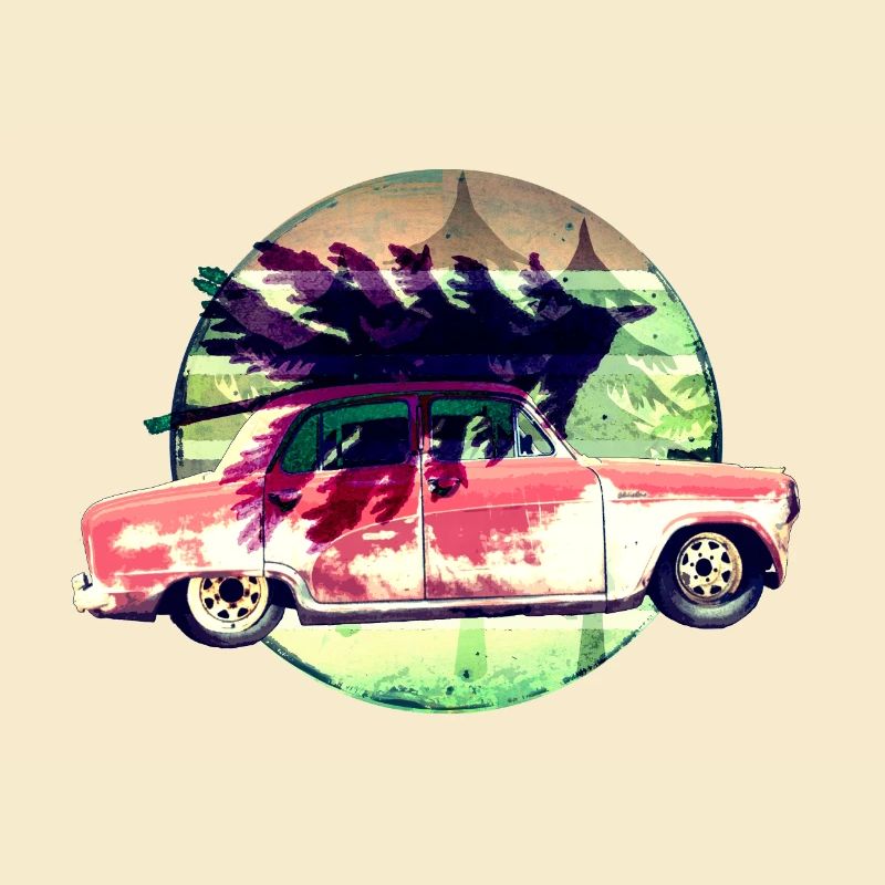 Oldtimer mit Weihnachtsbaum