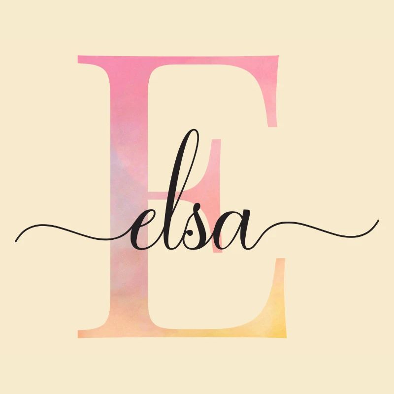 E| Monogram | Name | Elsa |Watercolor