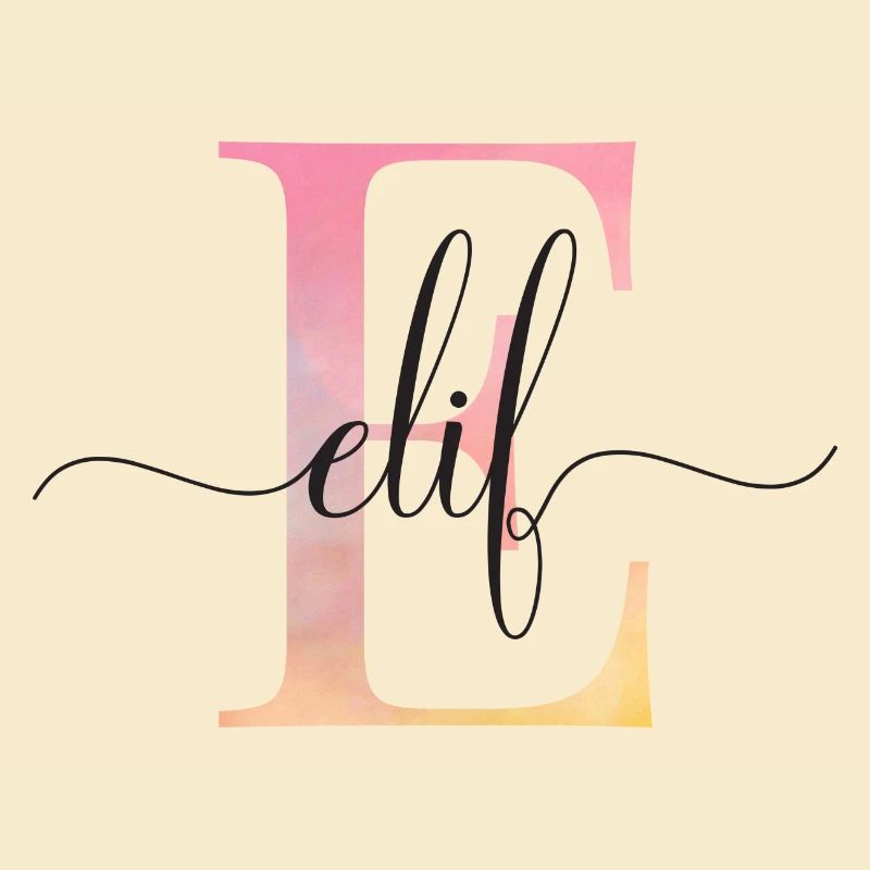 E| Monogram | Name | Elif |Watercolor