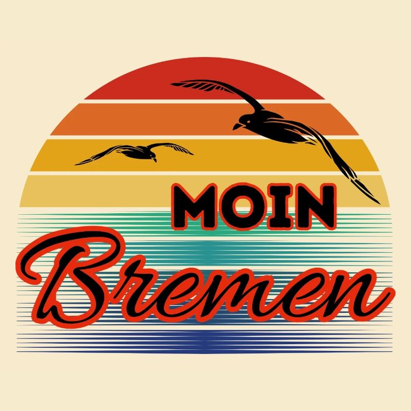 Moin Bremen with Seagull in Retro Style