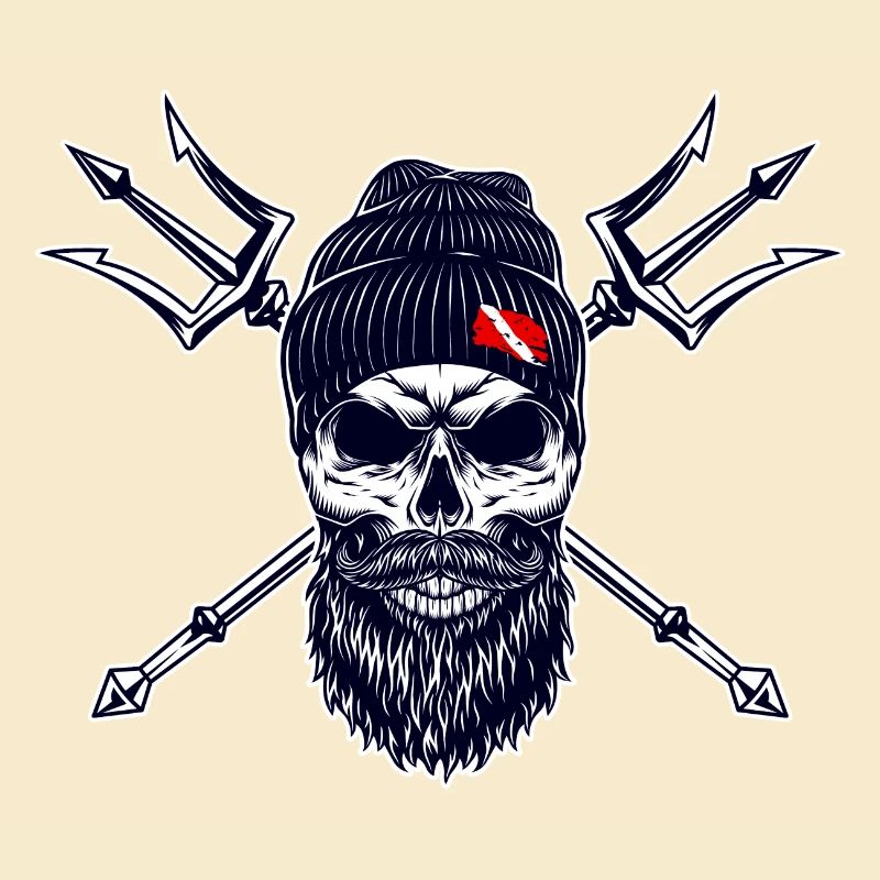 Plongeur Barbu Trident Drapeau Plongée sur Bonnet