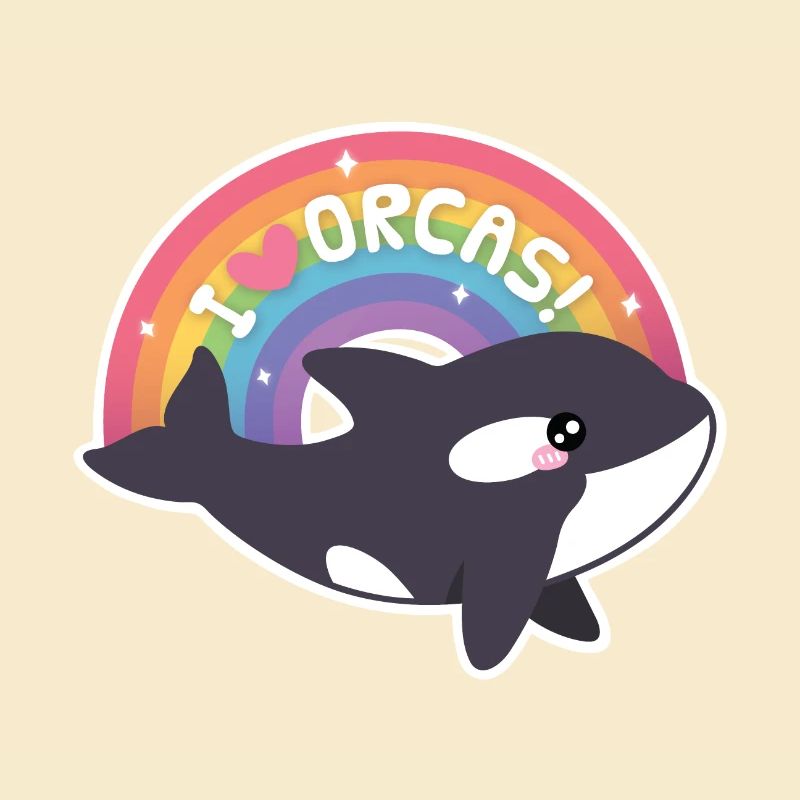Süß Ich liebe Orcas Regenbogen