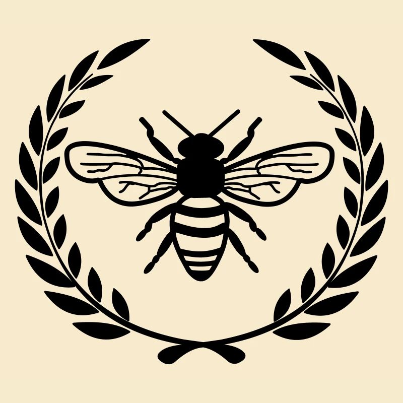 Abeille en couronne de laurier