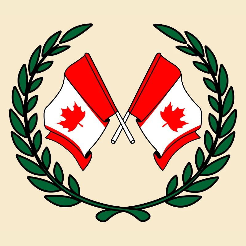 Drapeaux du Canada en couronne de laurier