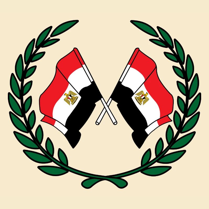 Flags Egypt in laurel wreath