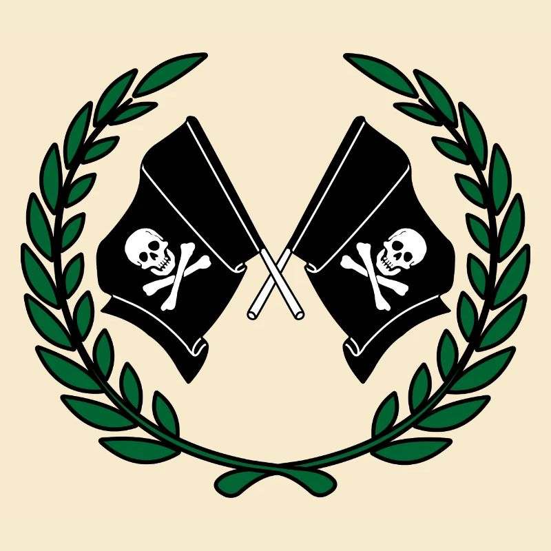 Drapeaux de pirates en couronne de laurier