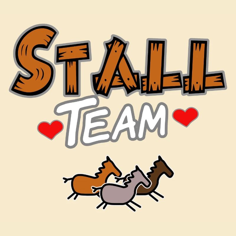 Team im Stall Pferde