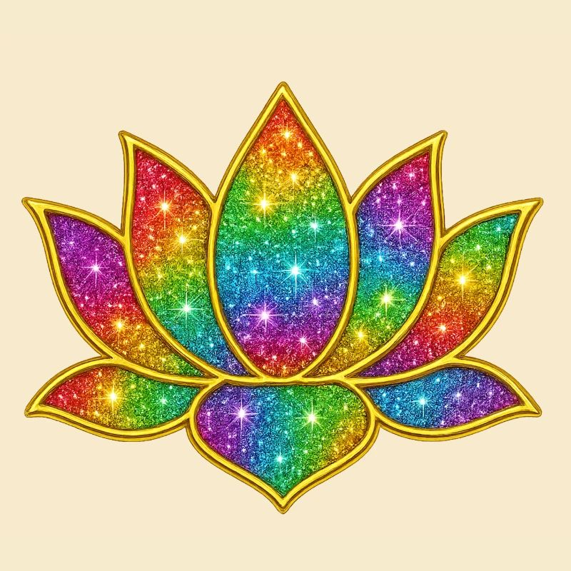 Funkelnder Lotus in Regenbogenfarben