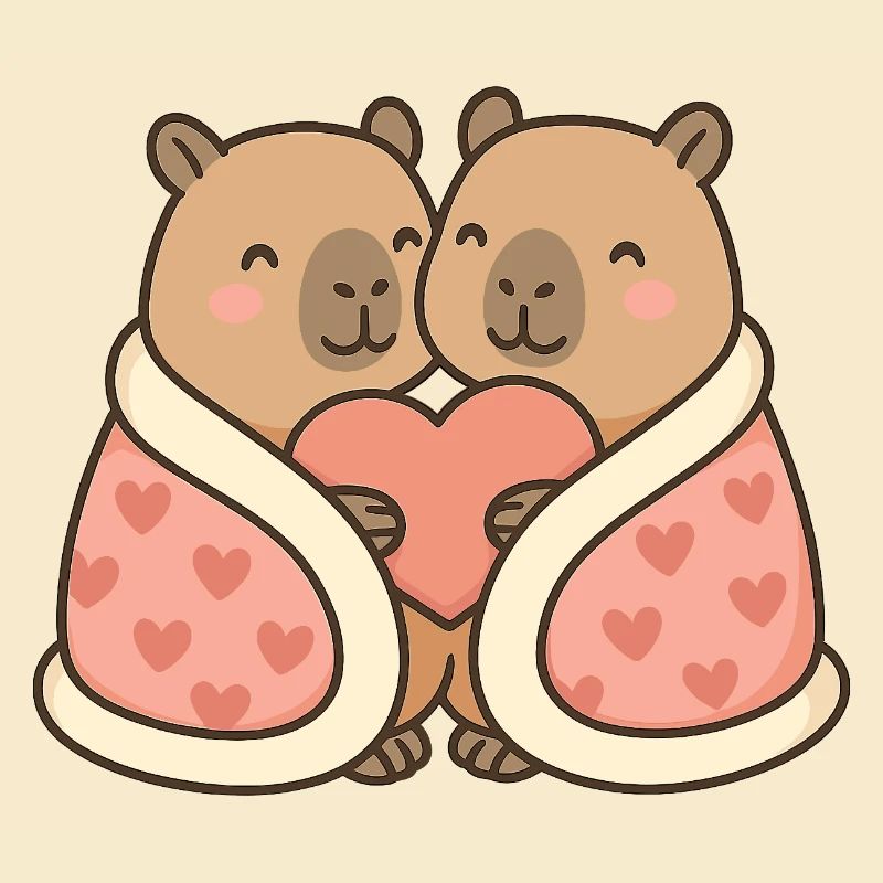 Capybara Paar eingekuschelt – Valentinsmotiv