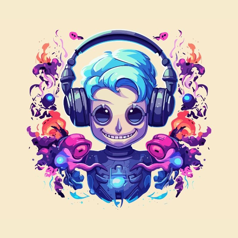 Synthwave Robot Girl Design