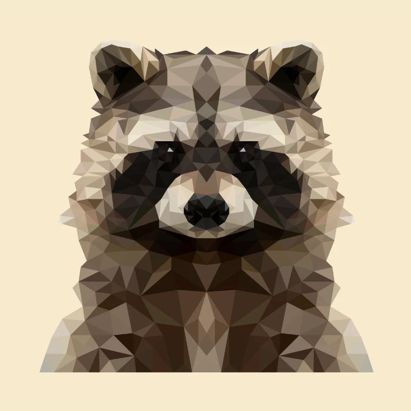 Geometrischer Waschbär - Modernes Low Poly Design