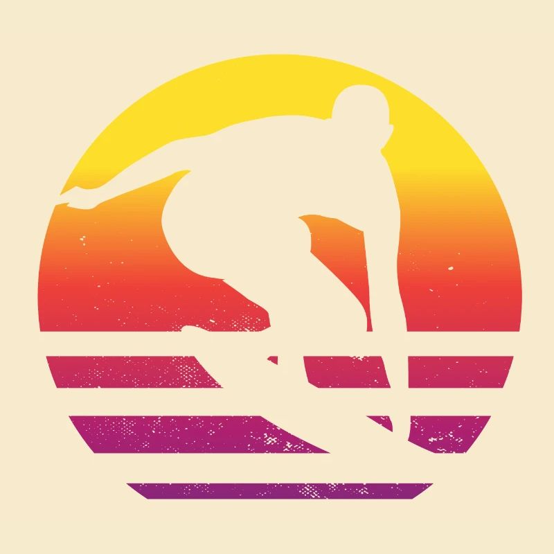 Surfer Rétro Surf Surf Coucher de soleil