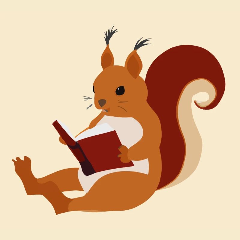 Eichhörnchen liest Buch Illustration Geschenk