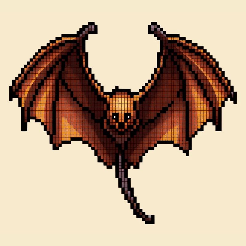 Flying fox in minimalist pixel graphics