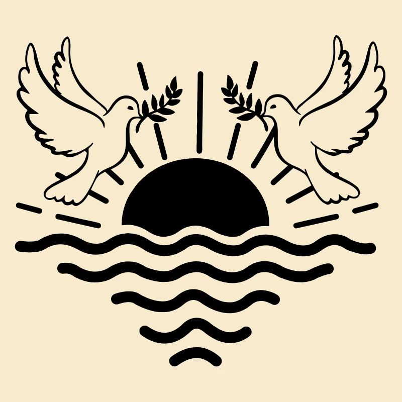 sunset two pigeons