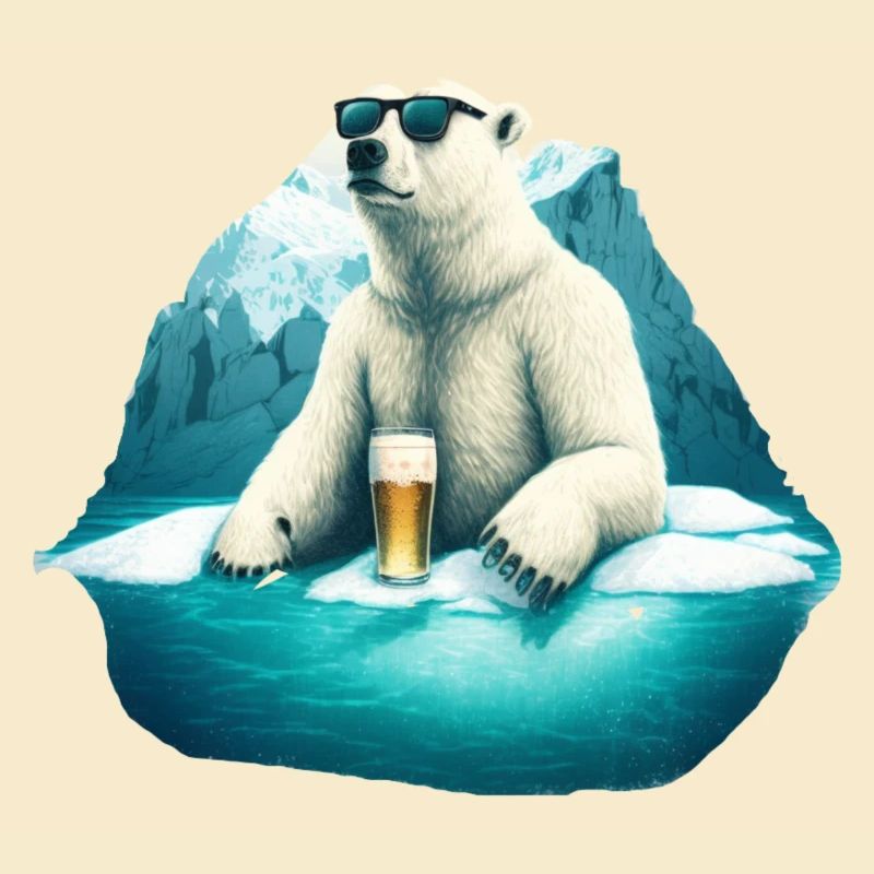 Cooler Eisbär mit Bier und Sonnenbrille