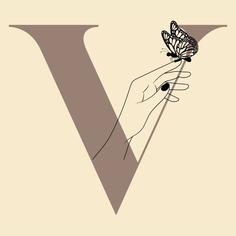 Letter V Magic butterfly