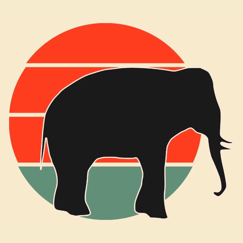 Design vintage de coucher de soleil d’éléphant