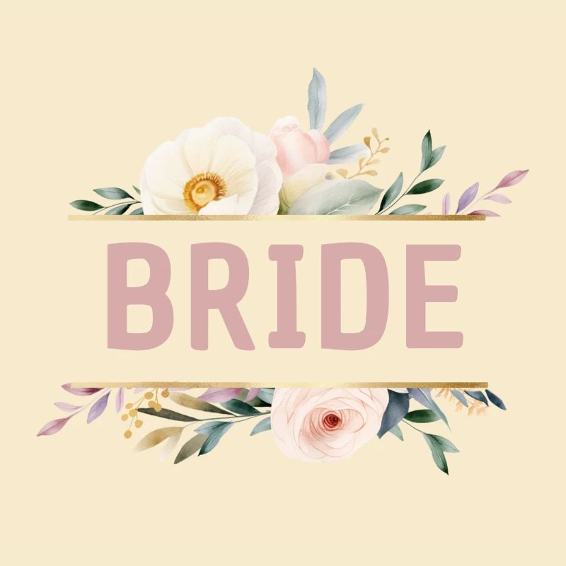 Team Bride! Blumen, bunt, personalisierbar