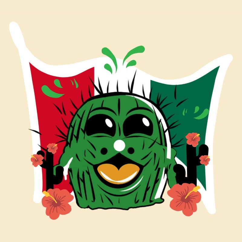 Funny Cactus with Mexico Flag