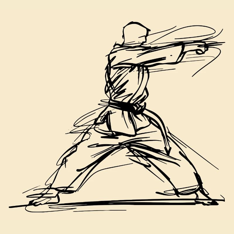 Karateka One Line Drawing