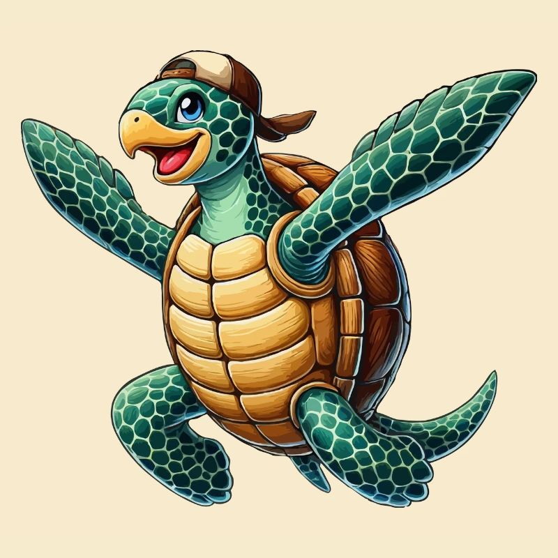 Hawksbill turtle with cap