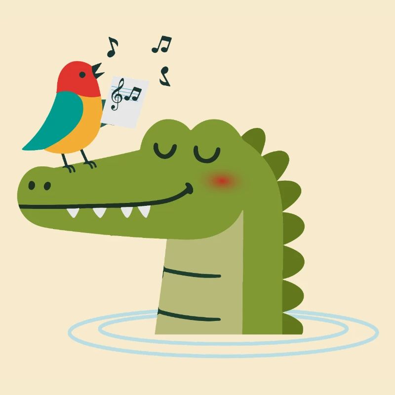 Singender Vogel auf Krokodil – Tierische Harmonie