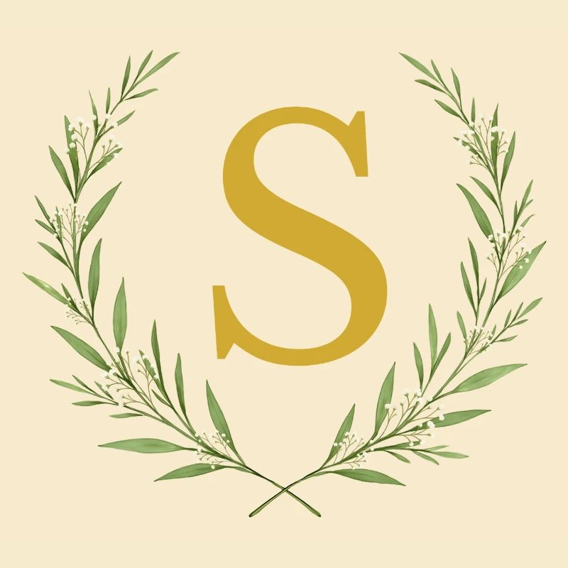 S Monogramm, Eukalyptus Kranz, personalisierbar