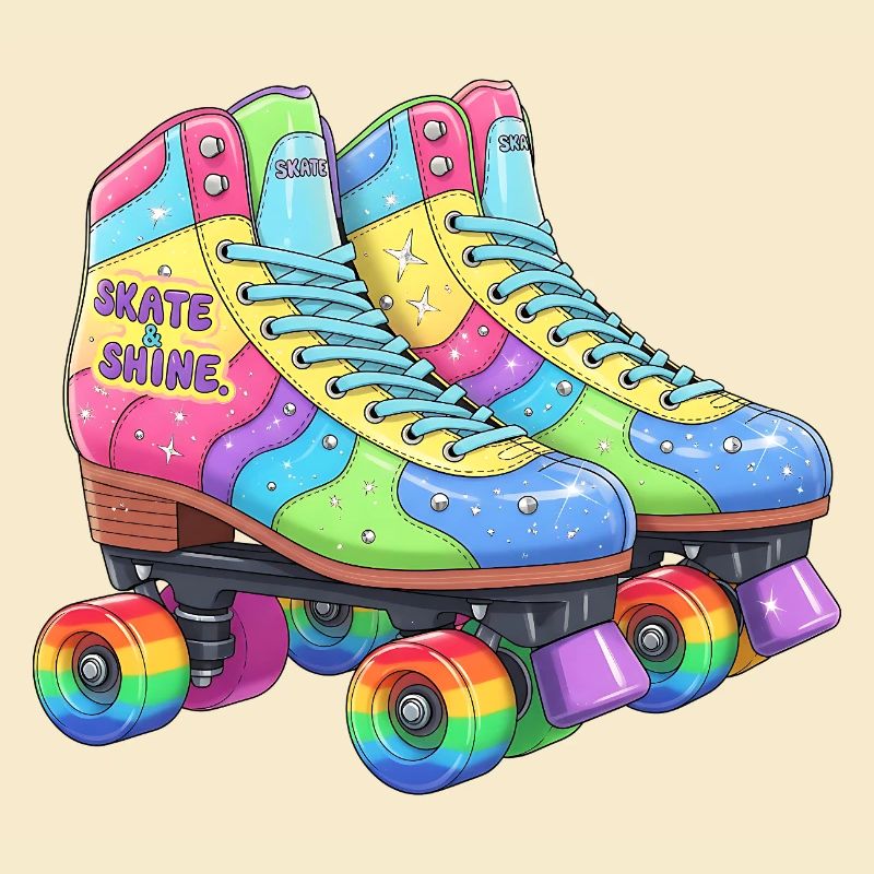 Retro Roller Skates Rainbow Skate & Shine Disco