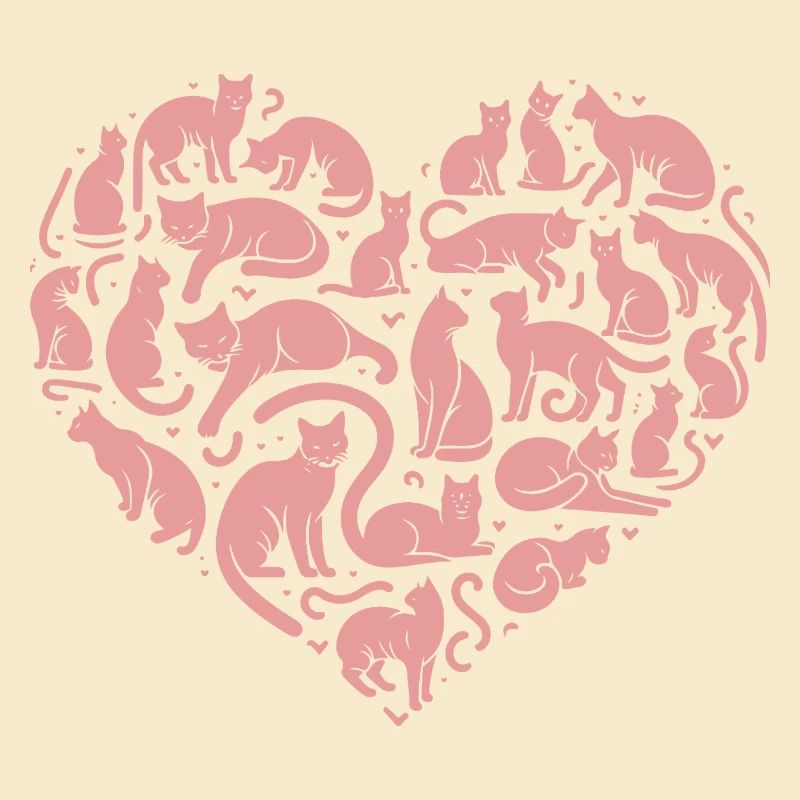 Katzen herz Silhouette Rosa