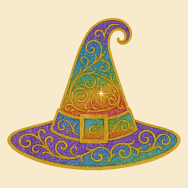 Rainbow Glitter Witch Hat