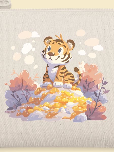 Tigerjunge auf Goldschatz im Herbstwald