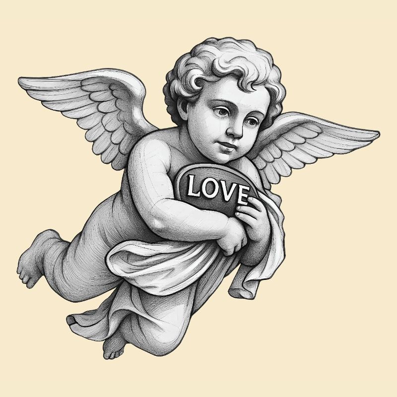 CUPIDON CHERUB - black & white