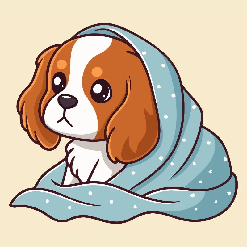 Beagle in Blau gewickelt